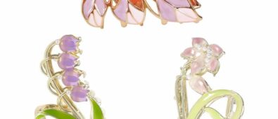 3-Piece Flower Metal Hair Clips, Purple Leaves Shape Hair Claw for Thin/Medium Hair, Elegant Lily Floral Barrettes – Strong Hold, Non-Slip Cute Accessories for Thick Hair