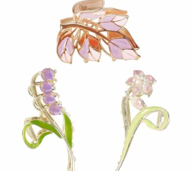 3-Piece Flower Metal Hair Clips, Purple Leaves Shape Hair Claw for Thin/Medium Hair, Elegant Lily Floral Barrettes – Strong Hold, Non-Slip Cute Accessories for Thick Hair 3-Piece Flower Metal Hair Clips, Purple Leaves Shape Hair Claw for Thin/Medium Hair, Elegant Lily Floral Barrettes – Strong Hold, Non-Slip Cute Accessories for Thick Hair