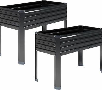 Galvanized Raised Garden Bed with Legs,2PCS 48×18×30in Eleva…