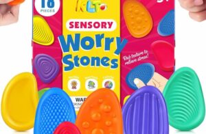 Fidget Toys Sensory Stone for Kids: 18 Pack Textured Soft Worry Stone for Autism Kids Calming – Fidget Stress Toys for Students Anxiety Relief – Small Prizes Fidget Toys(Patented Design)