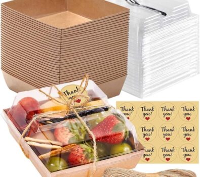 50 Pack Small Charcuterie Boxes with Clear Lids and Forks