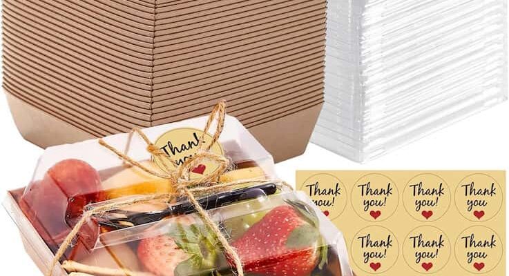 50 Pack Small Charcuterie Boxes with Clear Lids and Forks