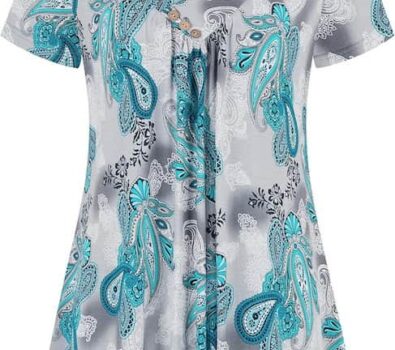 Ninedaily Women’s Tunic Summer Short Sleeve Top Loose V Neck Dressy Shirt Blouse