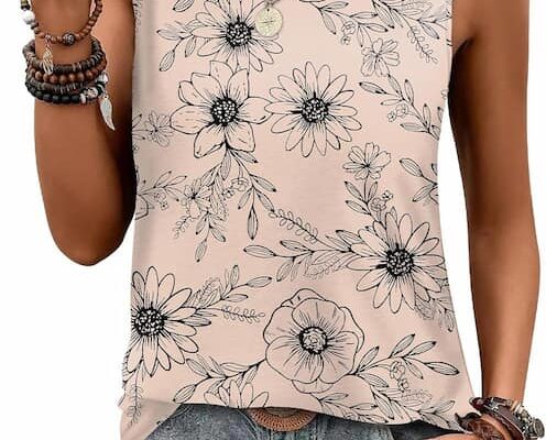 SAMPEEL Womens Tank Tops Eyelet Loose Casual Summer Tops Crew Neck Basic Sleeveless Shirts Trendy 2025