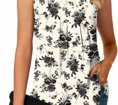 Bestbee Women’s Sleeveless Chiffon Blouses Dressy Casual Tank Tops 2025 Summer Crew Neck Tunics Office Cute Work Shirts